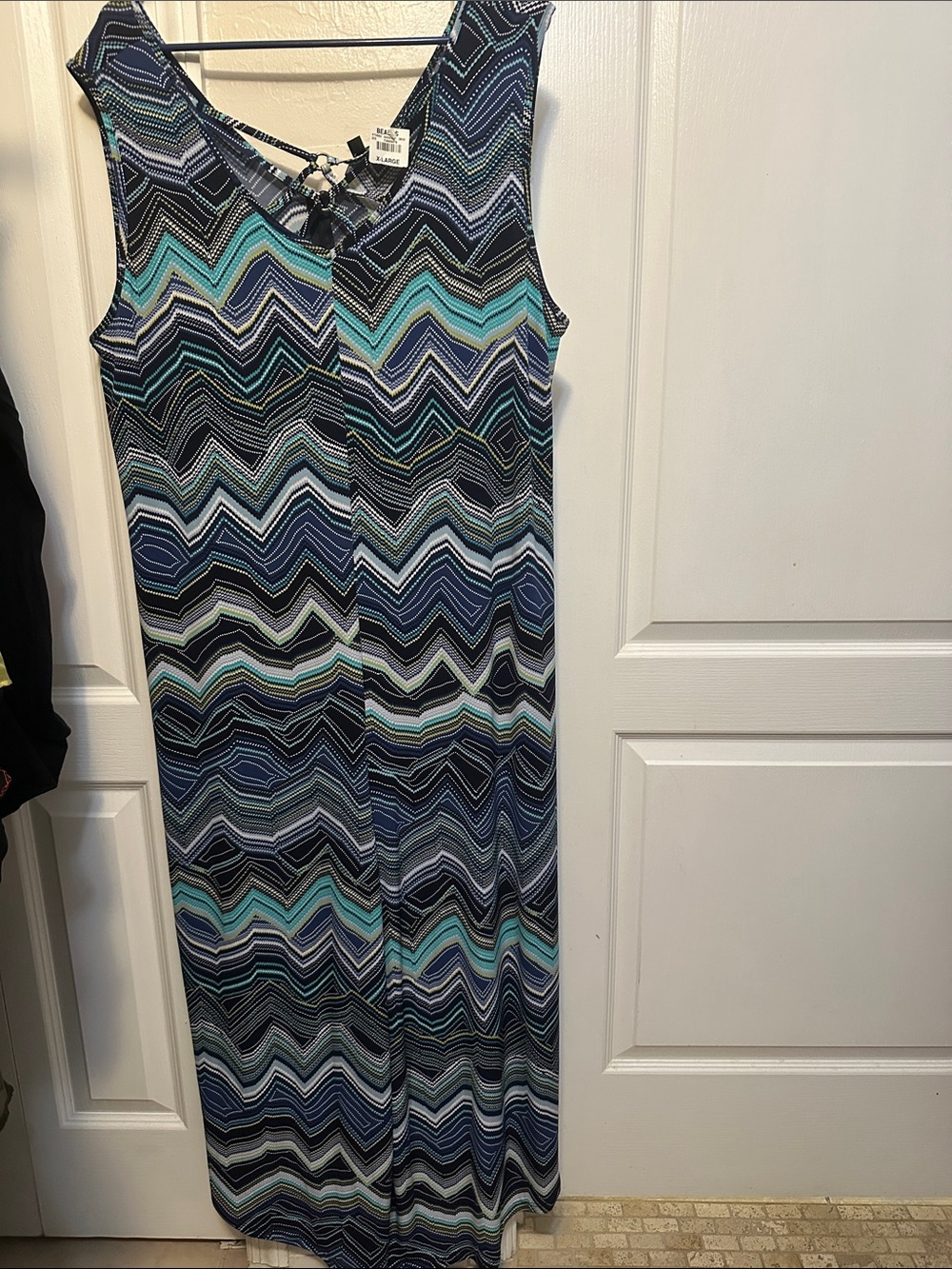 Sami & Jo Striped Chevron Maxi Dress in Navy, Teal, White
